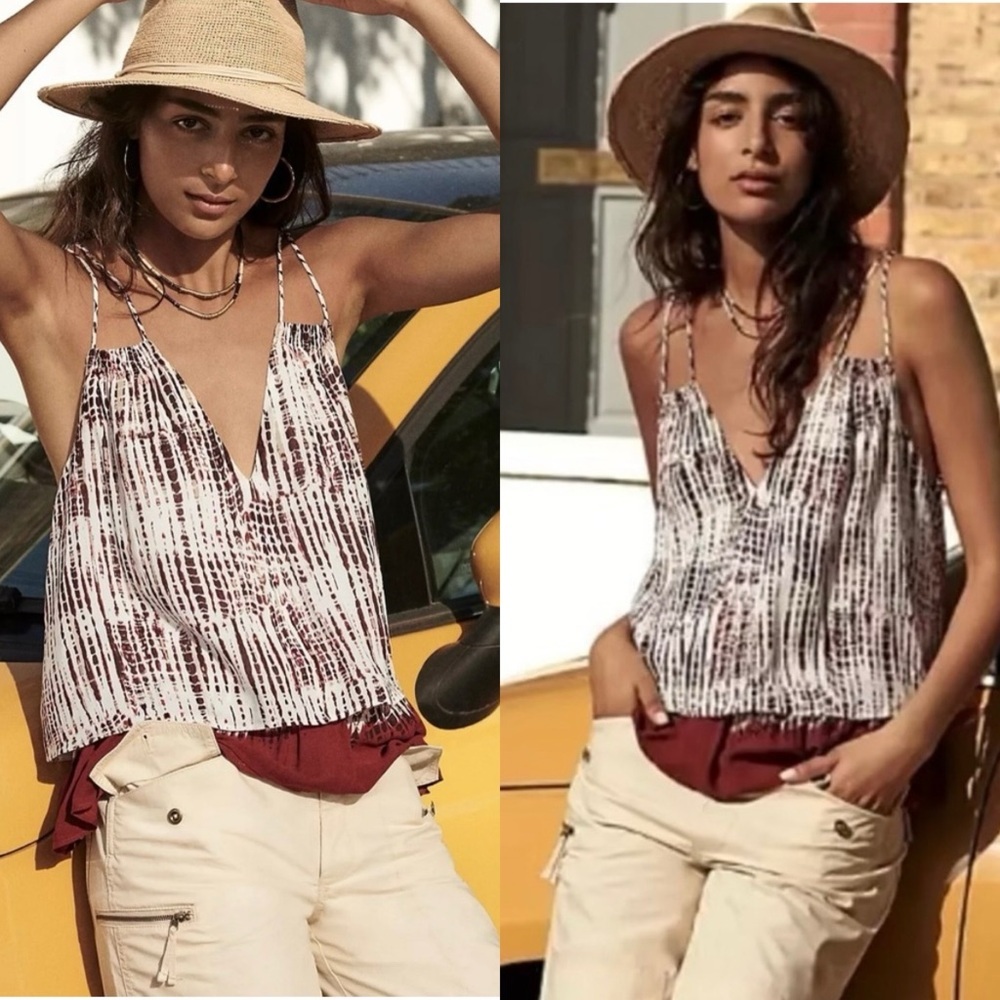 NWT Anthropologie Olivia Layered Cami in Neutral Motif